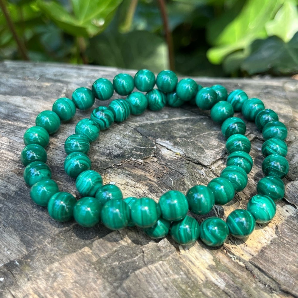 7mm high quality malachite bracelet with great banding